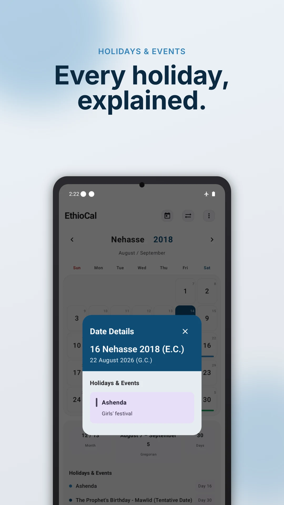 EthioCal - Ethiopian Calendar screenshot