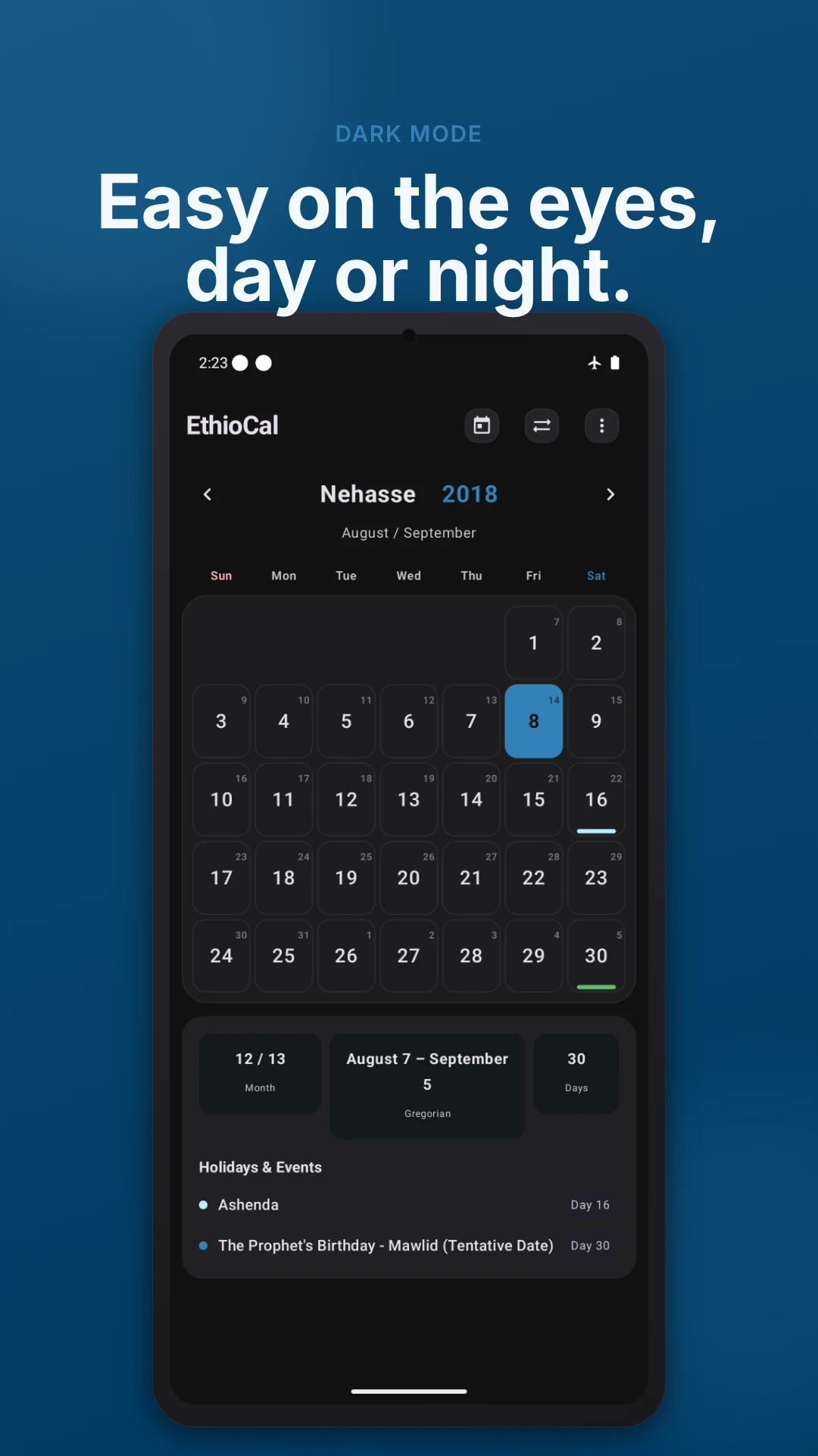EthioCal - Ethiopian Calendar screenshot